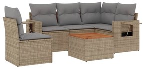 6 részes vegyes bézs polyrattan kerti ülőgarnitúra párnákkal