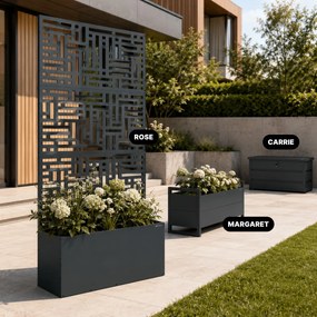 Fém kerti pergola virágládával 3in1, antracit, 900x1800x300 mm: ROSE