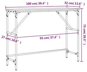füstös tölgy színű szerelt fa tálalóasztal 100x32x75 cm