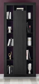 RIMINI könyves- és tárolószekrény, egyajtós – fekete kőris