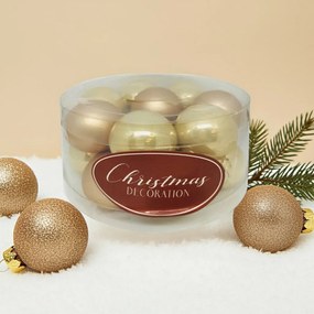 Pezsgőszínű üveg karácsonyi gömb szett 16*3cm