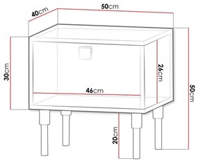 Éjjeliszekrény DORSET 50x50 cm fekete/arany