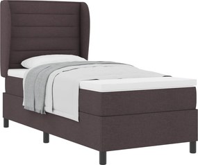 vidaXL Boxrugós ágy matracmal sötétbarna 90 x 200 cm szövet