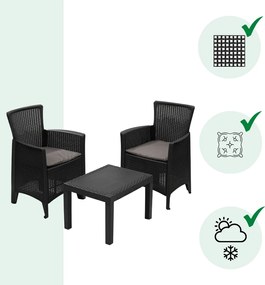 Kerti garnitúra FOREST, 3 részes, antracit színben I.P.A.E-Progarden