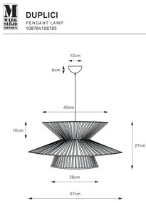 Markslöjd 108784 - Csillár zsinóron DUPLICI 1xE27/40W/230V fekete/bambusz