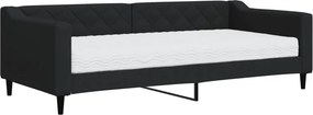 vidaXL fekete szövet kanapéágy matraccal 90 x 200 cm