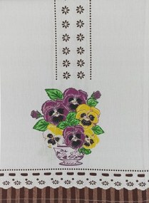 Konyhai törlőkendő Árvácska pamut lengyel termék barna 0253