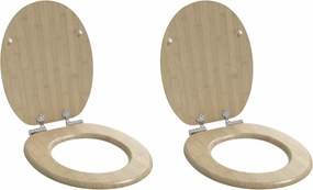 Lágy záródású WC ülőke 2 pcs Világos bambusz szín 44 x 38 cm
