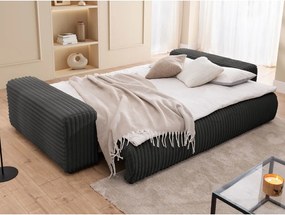 Sötétszürke kordbársony kinyitható-tárolóhelyes kanapé 260 cm Justin – Ropez