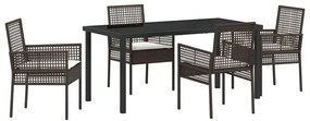 vidaXL Kert étkező szett párnával 5 pcs Barna polirattan