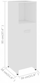 4 részes fehér szerelt fa fürdőszobai bútorszett