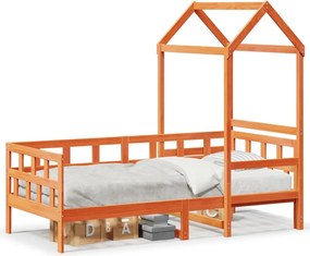 vidaXL viaszbarna tömör fenyőfa kanapéágy tetővel 90 x 200 cm