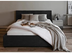 Franciaágy 180 cm Fatime (ágyráccsal) (tárolóhellyel) (fekete). 1099159