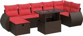 vidaXL 8 részes barna polyrattan akácfa kerti ülőgarnitúra párnákkal