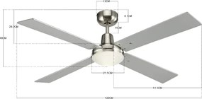 Lucci Air 210334 - AIRFUSION mennyezeti ventilátor 1xE27/60W fa/krom + DO