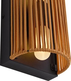 Japandi fali lámpa narancssárga, fekete és kötél IP44 - Jayla