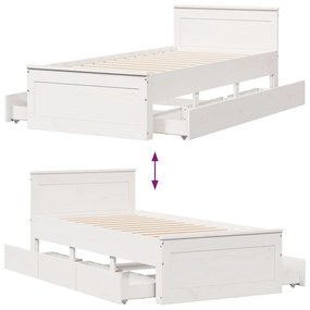 fehér tömör fenyőfa ágy matrac nélkül fejtámlával 90 x 200 cm