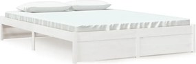 vidaXL King Size fehér tömör fa ágykeret 150 x 200 cm