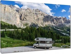 Vászonkép 90x60 Utazás lakóautóval a hegyekbe