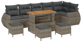 vidaXL Kerti Kanapé Szett párnával tárolóval 10 pcs Szürke Poly Rattan