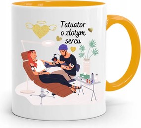 Tetoválóknak Tetováló Bögre Sárga Ajándék fényképes nyomtatással