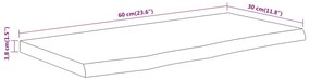 tömör akácfa téglalap alakú fali polc 60 x 30 x 3,8 cm