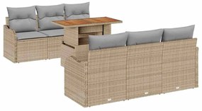 vidaXL Kerti Kanapé Szett tárolóval 7 pcs Bézs Poli rattan