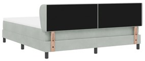 Boxspring Ágy Matrac Kivilágos Szürke 180x200 cm Bársony
