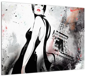 Kép - A hölgy és az Eiffel-torony (70x50 cm)
