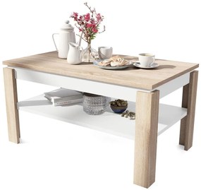 Összecsukható dohányzóasztal felemelhető tetővel polccal ADEN tölgy sonoma/fehér