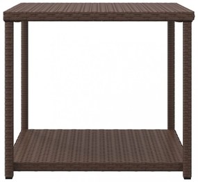 barna polyrattan kisasztal 55 x 45 x 49 cm
