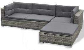 vidaXL 6-részes szürke polyrattan kerti bútorszett párnákkal