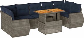 vidaXL 8 részes szürke polyrattan kerti ülőgarnitúra párnákkal