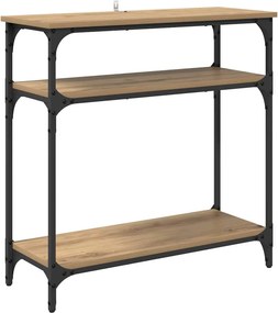 vidaXL Konzolasztal polcokkal Artisan tölgy 75 x 29 x 75 cm Faanyag