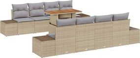 vidaXL Kert étkező szett párnával 9 pcs Barna és szürke