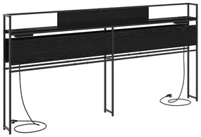 Tároló fejtámla polcokkal tárolóval Musta tammi 200 cm Faanyag