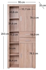 Regál Dalila 2D2S (szonoma tölgy). Akció -16%. 1052837