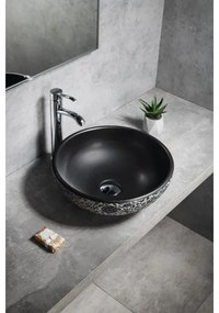 Sapho - PRIORI pult fölé helyezhető mosdó, átmérő 41 cm, fekete/fehér