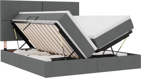 vidaXL Tárolós Ágy matracmal tárolóval Sötétszürke 180 x 200 cm Műbőr