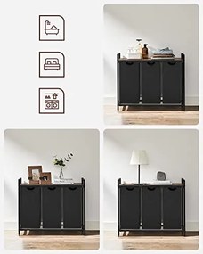 BERGEN ruháskosár polccal, 3x38l, fekete/barna SongmicsHome