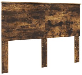 vidaXL Ágykeret fejtámlával Füstölt tölgy 160 x 200 cm Tömör fenyőfa