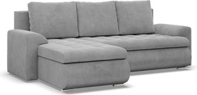 Tokio sarokkanapé, 2 ágyneműtartóval, kordbársony, baloldali, szürke