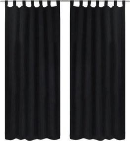 vidaXL 2 db fekete mikroszatén függöny karikákkal 140 x 175 cm