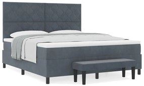 Box Spring Ágy Matrac &amp; Pad Közép Szürke 180x200 cm Velúr