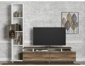 TV szekrény Tulip - White, Walnut