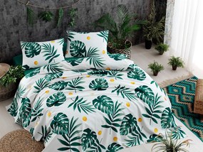 Monstera ágytakaró, zöld, 200×235 cm