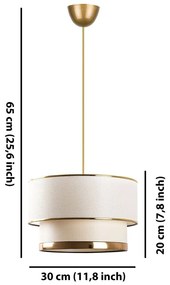Krémszínű-aranyszínű függőlámpa textil búrával ø 30 cm Cake – Opviq lights