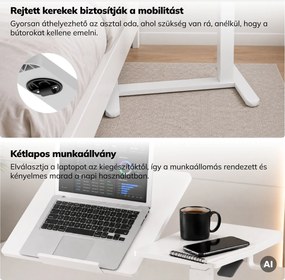Laptopasztal mobil, állítható, multifunkciós, fehér: BILL
