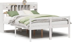 vidaXL fehér tömör fenyőfa könyvespolcos ágy matrac nélkül 140x190 cm
