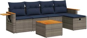 vidaXL 6 részes szürke polyrattan kerti ülőgarnitúra párnákkal